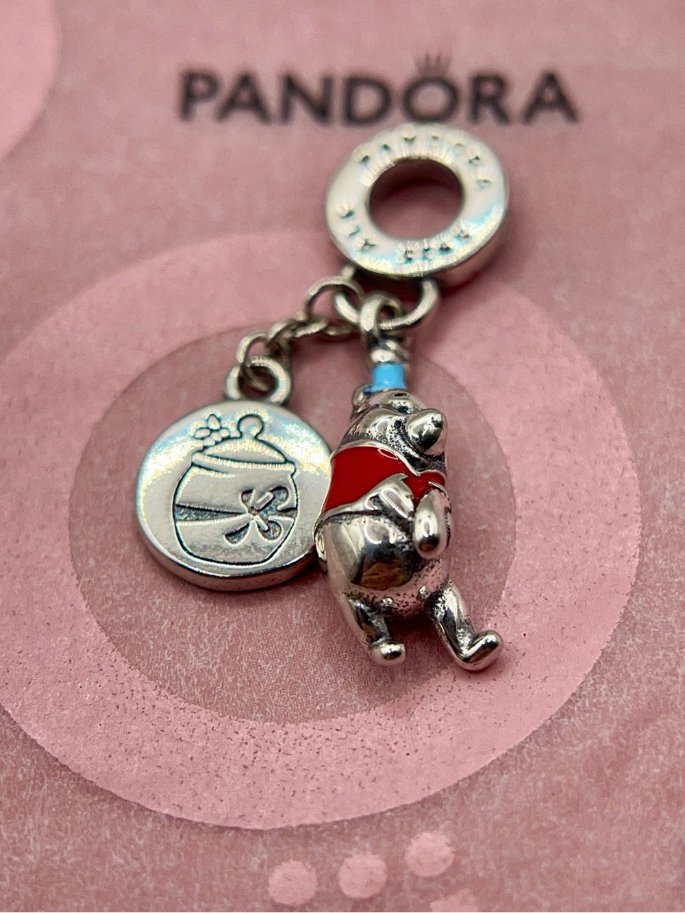 Pandora Disney Winnie the Pooh HapBee Birthday Red Blue Enamel Dangle Charm